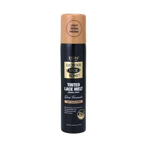 EBIN NEW YORK Wonder Lace Bond Tinted Lace Melt Aerosol Spray - Light Warm Brown 3.38oz/ 100ml - Quick Dry No Transfer Formula, Humid Resistant, Infused with Keratin for Protect Skin, Paraben Free