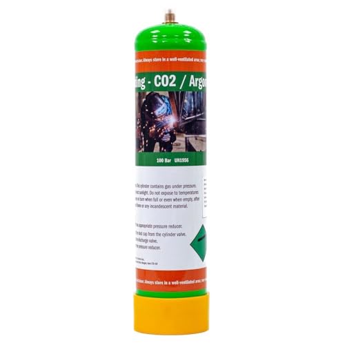 Argon CO2 Disposable Gas Bottle Cylinder KIT Welding 88/12% Mix 0.95L (Argon 88% / CO2 12%)