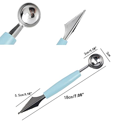 2 Pack Melon Baller Scoop,Stainless Steel Fruit Decoration Carving Knife,Melon Watermelon Cantaloupe Ice Cream Sorbet Dessert Dual Function Ball Spoon for Kitchen Tools - Thumbnail 2