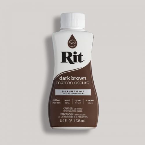 Easy to Use All Purpose Liquid Dye, 236 mL, Multiple Colours Available, Suitable for Cotton Silk Wool Nylon Rayon and More (Dark Brown)