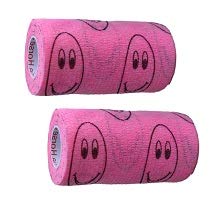 Image of Vet Wrap Wrap Tape (Pink with Smiles) (2 Pack) (4 Inch x 15 feet) Self Adhesive Adherent Adhering Cohesive Flex Self Stick Bandage Grip Roll Dog Cat Pet Horse