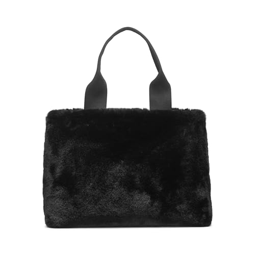 DKNY Roni Fur Tote Bag with Logo Charm, Black/Silver2