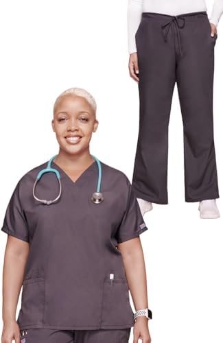 Cherokee Scrub Set for Women V-Neck Top & Flare Drawstring Pant