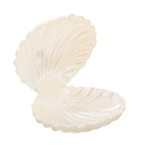 CAXUSD Caja de Conchas Marinas para Joyas Tapa, Organizador de Escritorio Blanco para Anillos y Pendientes, Decoración para Bodas y Eventos