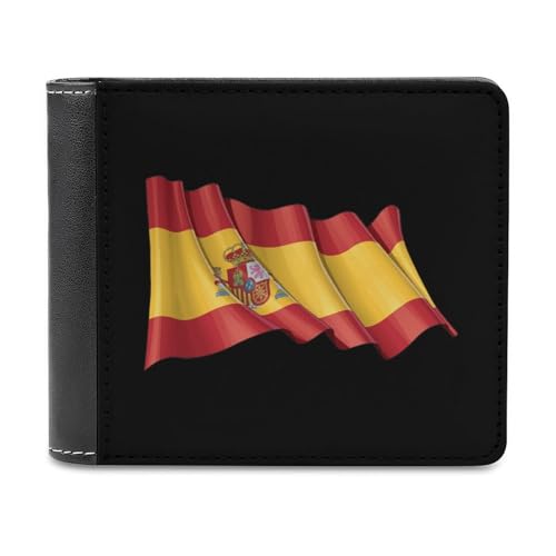 Spain Flag Fashion Bifold Wallets for Men Women Slim & Thin Credit Card Holder Wallet Purse