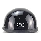 EMUR Motorcycle Open Face Half Helmet, Ultra-Thin Comfortable Beanie Cruising Skull Cap, DOT Approve