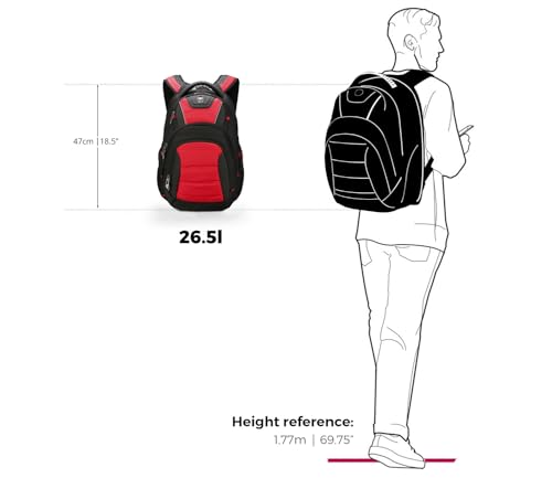 Image of Swissdigital Design Men's Laptop Backpack for College and Business Travel with Integrated USB Charging Port and RFID Protection Fits 15.6 inch Laptops Black /Red | J14-41