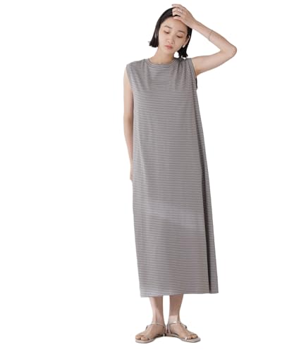 [ナノ・ユニバース] ボーダー ノースリーブ ワンピース レディース F 043 グレージュ 673-5219305