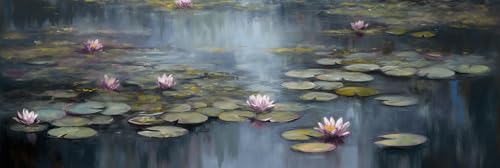 Peinture Diamant Étang Lotus 60x180cm pour Créer une Décoration Murale Zen dans Votre Salon