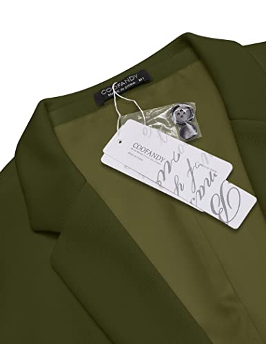 Coofandy Men’s Sportcoat Jacket Slim Fit Lapel Pockets Causal Party Blazer Army Green #TOP25