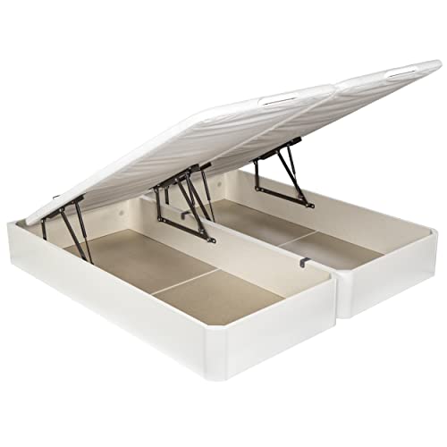 What The Sleep | Canapé Abatible de Madera Gran Capacidad | 180x190 | 2 Canapés Abatibles 90x190 Unidos | Montaje y Retirada Usado Incluido | Blanco | 32 cm | Apto Todos Colchones | Storage Bed