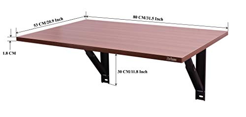 Image of Madhuran Engineered Wood Wall Mounted Study Office Laptops Foldeable Table Desk (Finish Teak) / uses Home Dining Kitchen Living Room Organizer Storage Foldable Shelf