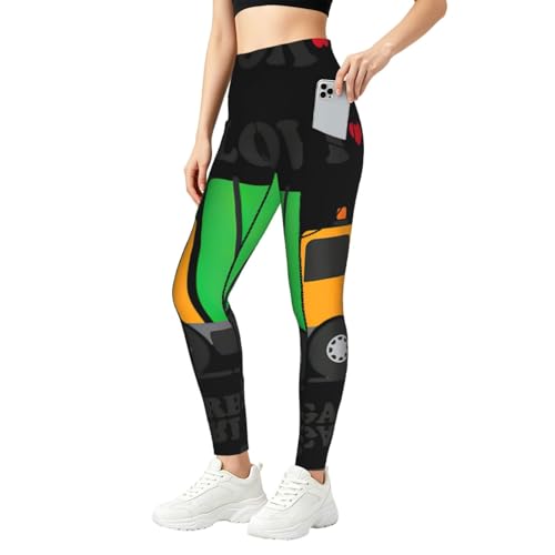 Ropa de fitness con control de abdomen y diseño I Love Garbage Trucks para gimnasio de mujer