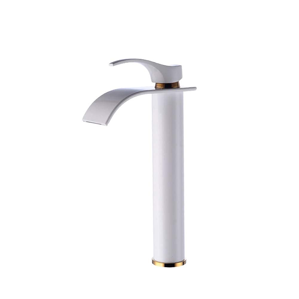 Robinet monotrou en bronze blanc style cascade pour évier d'eau