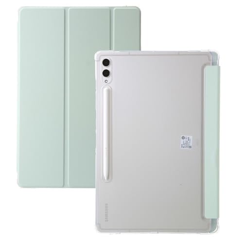 Coque Samsung Tab A9 8.7 SM-X115 vert clair pliable avec dos rigide transparent antichoc