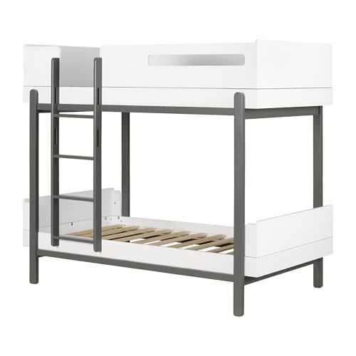 South Shore Furniture Bebble Bunk Bed, Twin, Soft Gray and White