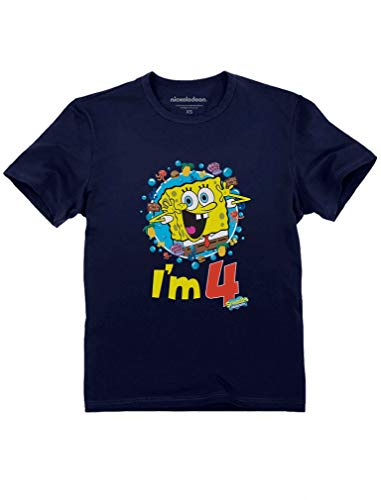 Tstars Official Spongebob - 4th Birthday I'm 4 Toddler Kids T-Shirt 5T Navy