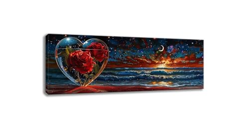 Diamond painting adulte lune rose triptyque géant pour décoration murale chic de salon 90x270cm