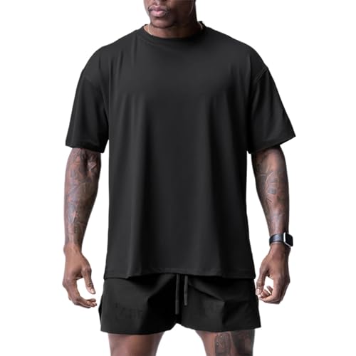 Muscle Killer Mens T Shirt Gym Workout Dry Fit Short Sleeve Athletic Fitness Lightweight Crew Neck Tee Shirts Casual Loose Fit Black