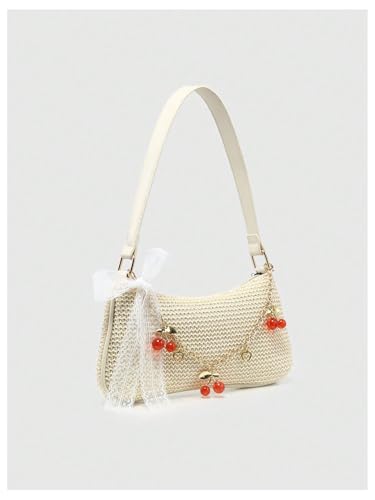 Image of Verdusa Women's Y2K Purse Coquette Bow Tie Vintage Shoulder Bags Lace PU Leather Kawaii Handbag
