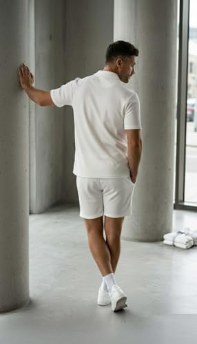 Image of SMOWKLY Men's Cotton Blend Pyjama Set | Half Sleeve Polo T Shirt & Shorts for Men | Summer Co Ord Set |Casual Lounge Outfit | Night Suit for Men | Comfortable Sleepwear