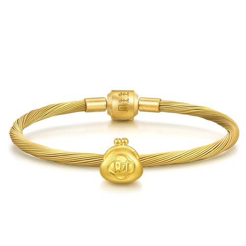 Image of CHOW SANG SANG 999 24K Gold Charme Cute Adorable Mini Chinese Fortune-Attracting Wallet charm bracelet for Women & Men 17cm 95930C
