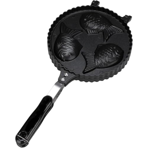 Kwueiit IH対応 直火対応 タイ焼き器 家庭用 アルミ製 たい焼き器 ノンスティック 魚型 手作り 簡単お手入れ くっつかない (3穴)
