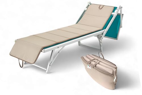Tex family Matelas pliant pour lit de plage, chaise longue, piscine, matelas de sol, double face, 52 x 200 cm, épaisseur 2 cm, avec poignées, couleur...