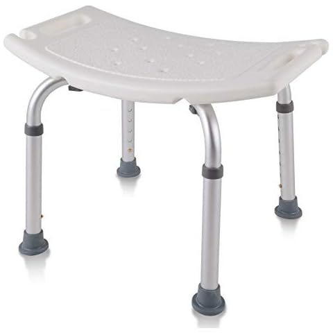 AUFUN Duschhocker Duschstuhl 38-53cm Höhenverstellbar Duschhocker Anti-Rutsch Badsitz Duschhilfe Duschsitz aus Alu und Kunststoff Cover