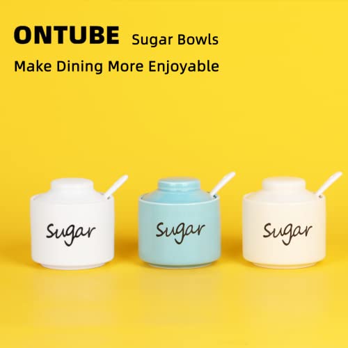 Ontube Ceramic Sugar Bowl With Lid And Spoon,Porcelain Sugar Pot,8Oz (Turquoise) #TOP6