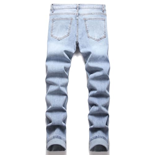 Men's Ripped Slim Fit Leg Jeans Distressed Comfort Flex Waist Denim Pants Destroyed with Holes Jean for Men2