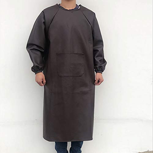 Elezay Leather Apron Waterproof Extra Long Apron With Sleeve Black #TOP2