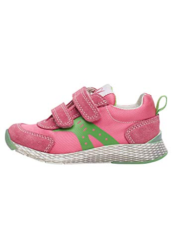 Sneakers en cuir et tissu fuxia a scratchs faciles pour l'ecole
