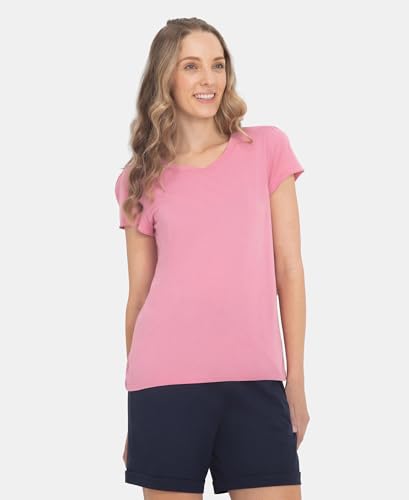 Image of Jockey RX12 Women Micro Modal Cotton Relaxed Fit Solid V Neck Half Sleeve T-Shirt