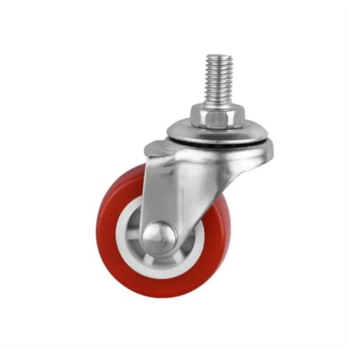 Roulette M8 rouge de 1,5 pouce en lot de 10 pivotante pour meuble