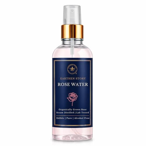 Image of Earthen Story Food Grade Organic Rose Water 200ml | Lab Tested for 180 Pesticides | Pure & Natural Steam Distilled Face Toner Mist | No Chemicals and Preservatives