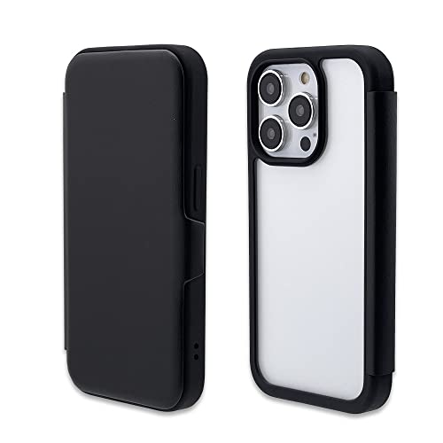 ラスタバナナ ケース カバー iPhone14 Pro 専用 手帳型 ハイブリッド フタ付き背面ケース フルカバー 背面クリア TPUバンパー+PC ブラック アイフォン14プロ スマホケース 7135IP261PBO