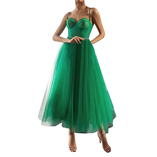 MNRIUOCII Mujer Sexy Mesh Boda Dama de Honor Vestidos de Novia Vestido de Novia con Cinturón Carnaval Disfraz Mujer Princesa, Grün, S Cover