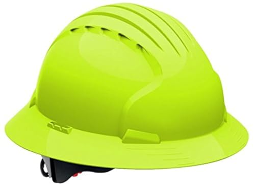 Evolution Deluxe 6161 280-EV6161-LY Full Brim Hard Hat with HDPE Shell, 6-Point Polyester Suspension and Wheel Ratchet Adjustment
