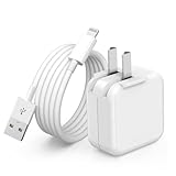 iPad Charger,iPhone Charger Pad Cord Fast Charging 12W USB Wall Charge Foldable Portable Travel Plug with 6.6FT Lightning i Pad Fast Charging Cable Compatible with iPhone,iPad Mini 1/2/3/4/5,Air 1/2/3