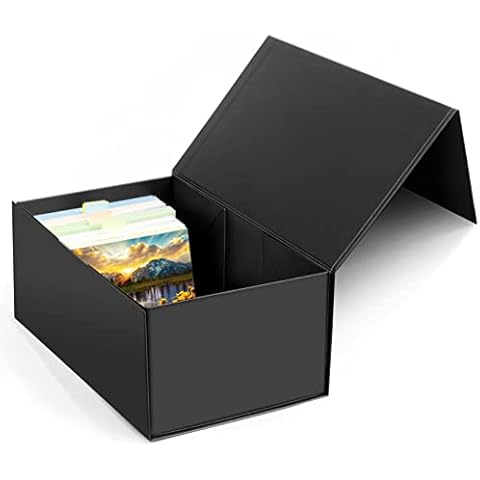 4X6 Index Card Holder, Index Card Storage Box 4 x 6 Inches, Fits 1200 Flash Cards - 1 Pack, Black Cover
