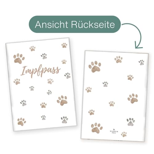 Wilhelm Fell Impfpasshülle für Tiere I Personalisierbar für deinen Hund I Persönliche Geschenkidee für Haustierbesitzer I Schutzhülle für den Impfpass für Haustiere (Pfote Beige)
