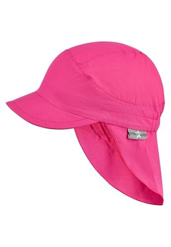 Sterntaler Schirmmütze Nacken Basic - Mädchen Baby- und Kinder Mütze mit Nackenschutz - UV-Schutz 50+ Hut aus Popeline (Bio) - leichte Sommer Kopfbedeckung mit Gummiband - Magenta Größe 55