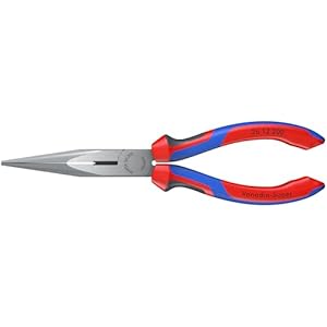 KNIPEX Tools – Long Nose Pliers With Cutter, Multi-Component (2612200), Multi-Colour, 8 inches
