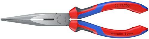 KNIPEX Tools - Long Nose Pliers With Cutter, Multi-Component (2612200), Multi-Colour, 8 inches