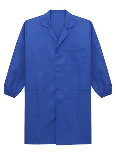 Image of Mens Lab Coats Unisex Workwear Uniform Work Resistant V Neck Long Sleeve Science Lab Coat Jacket