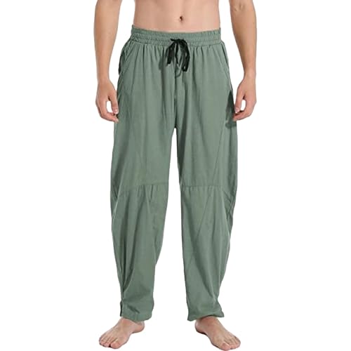 Men's Linen Cotton Loose Fit Casual Lightweight Elastic Waist Summer Beach Pants 2025 Spring Summer Trendy Trouser