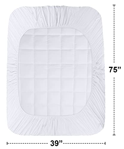 Utopia Bedding Quilted Fitted Premium Mattress Pad Twin Size - Pillow Top Mattress Topper - Elastic Fitted Fluffy Mattress Protector - Mattress Cover Stretches Up To 16 Inches Deep -Machine Washable #TOP6