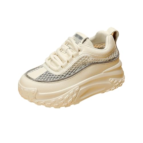 Baskets compensées à coussin d'air en cuir chaussures de randonnée décontractées pour femme