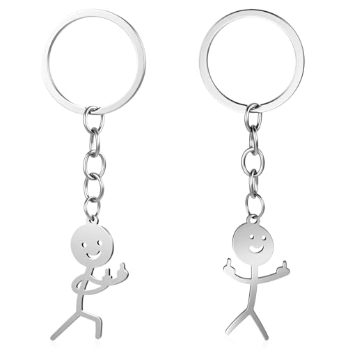 Ouligay 2 chaveiros divertidos com dedo médio para casais, um bom amigo, presente divertido, chaveiro divertido com pendente de dedo médio, presente para casais, um bom amigo, Halloween